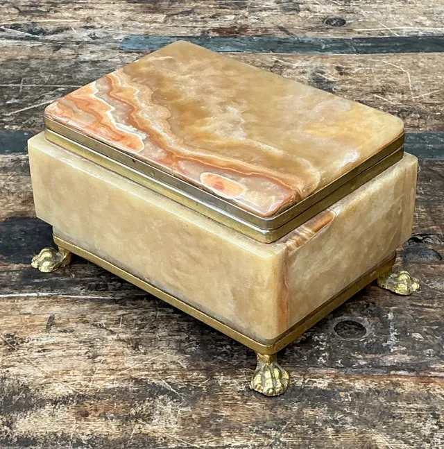 Vintage Onyx and Brass Footed Box — additional photo 2