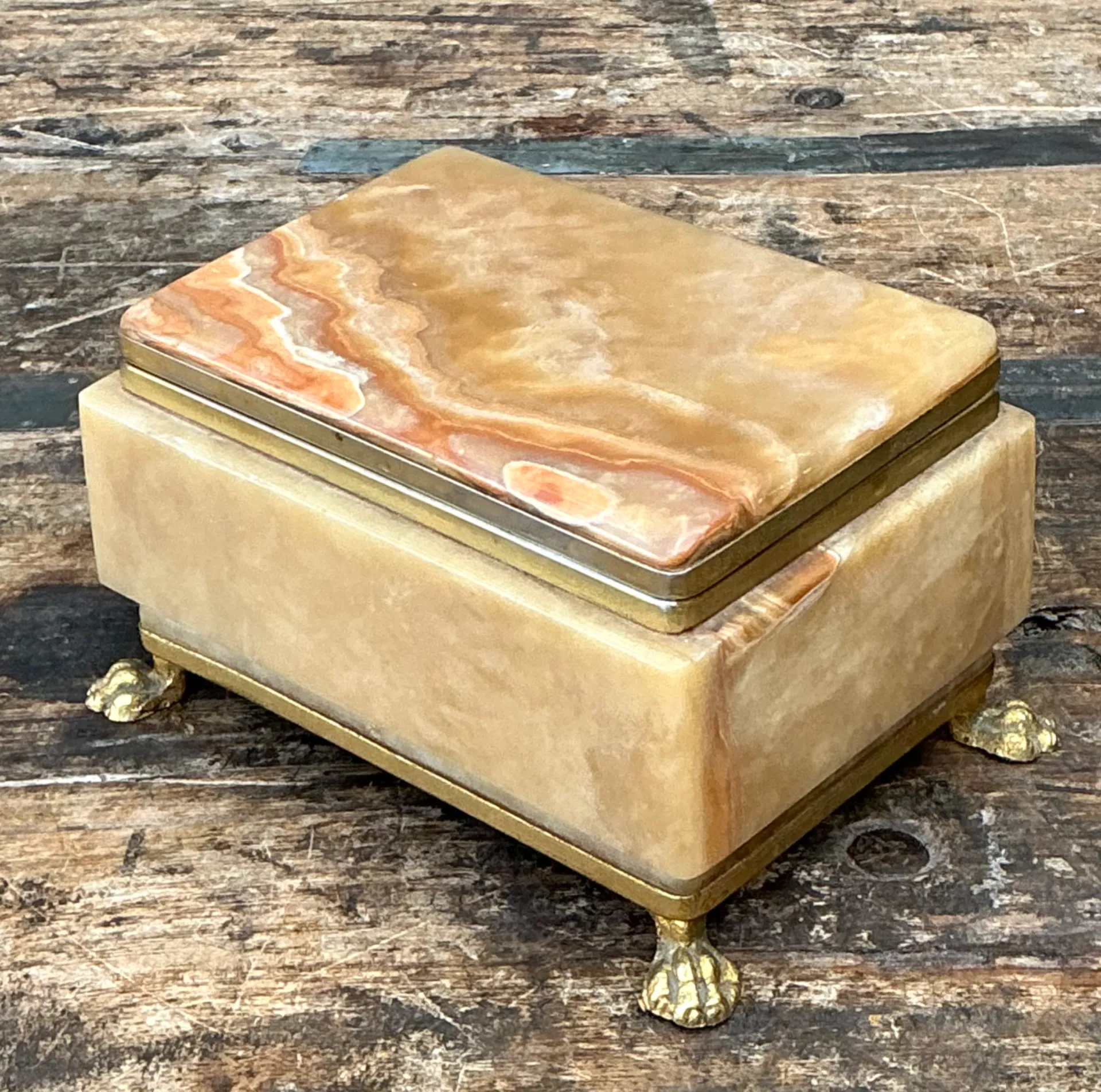 Vintage Onyx and Brass Footed Box — additional photo 4