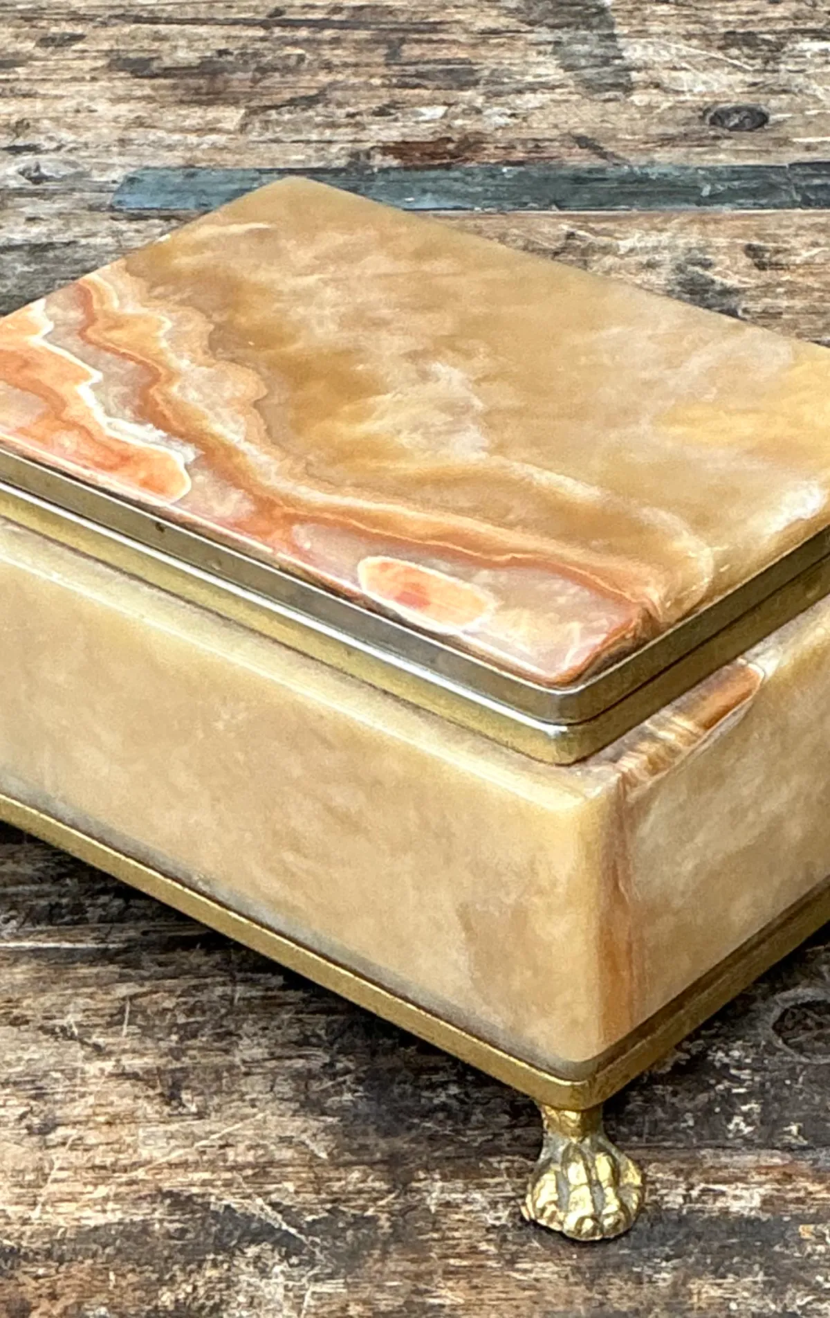 Vintage Onyx and Brass Footed Box — additional photo 4