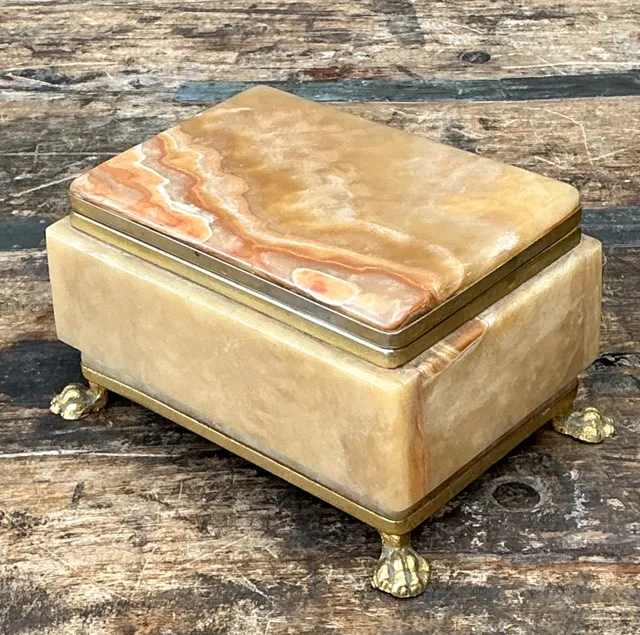 Vintage Onyx and Brass Footed Box — additional photo 4