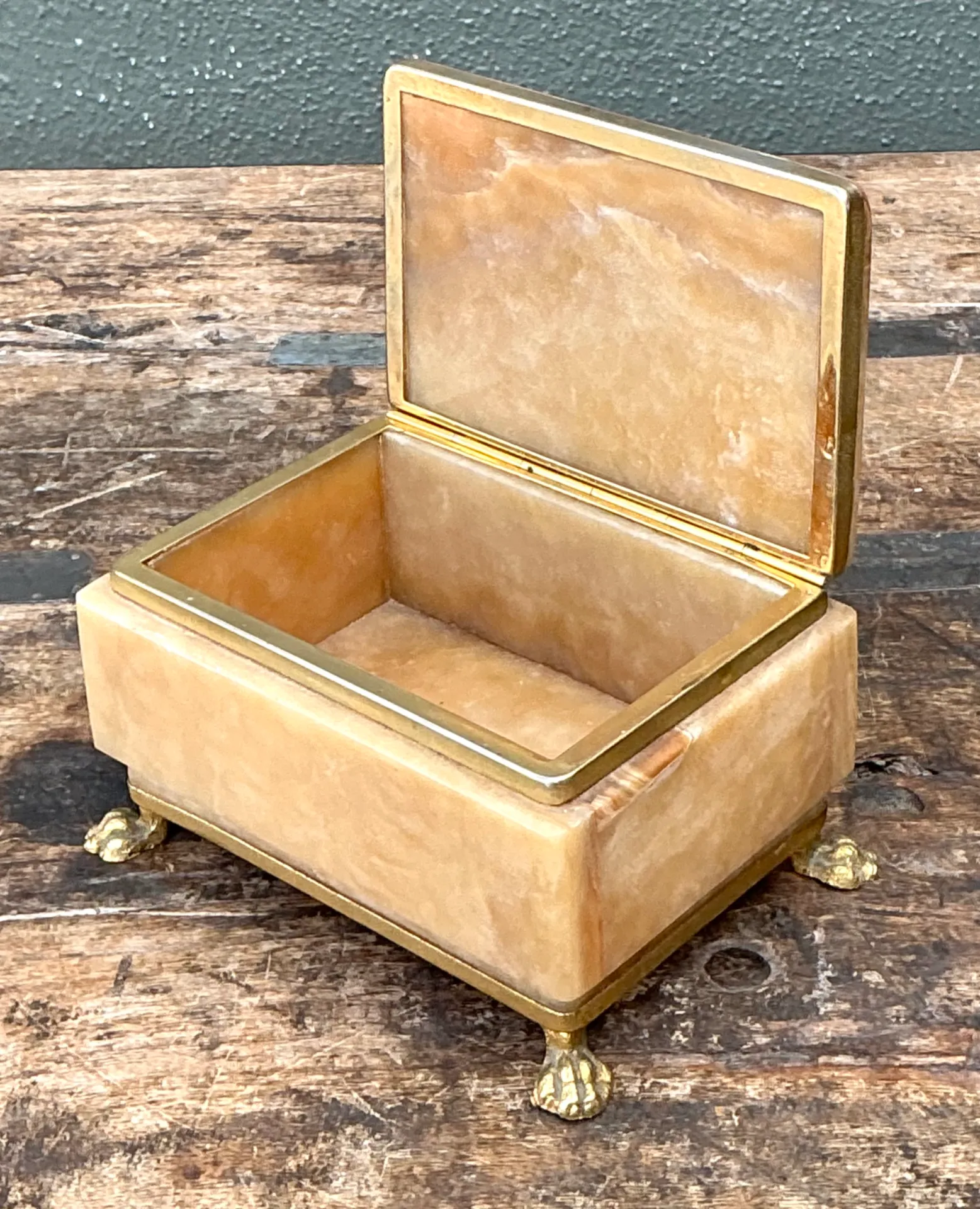 Vintage Onyx and Brass Footed Box — additional photo 6