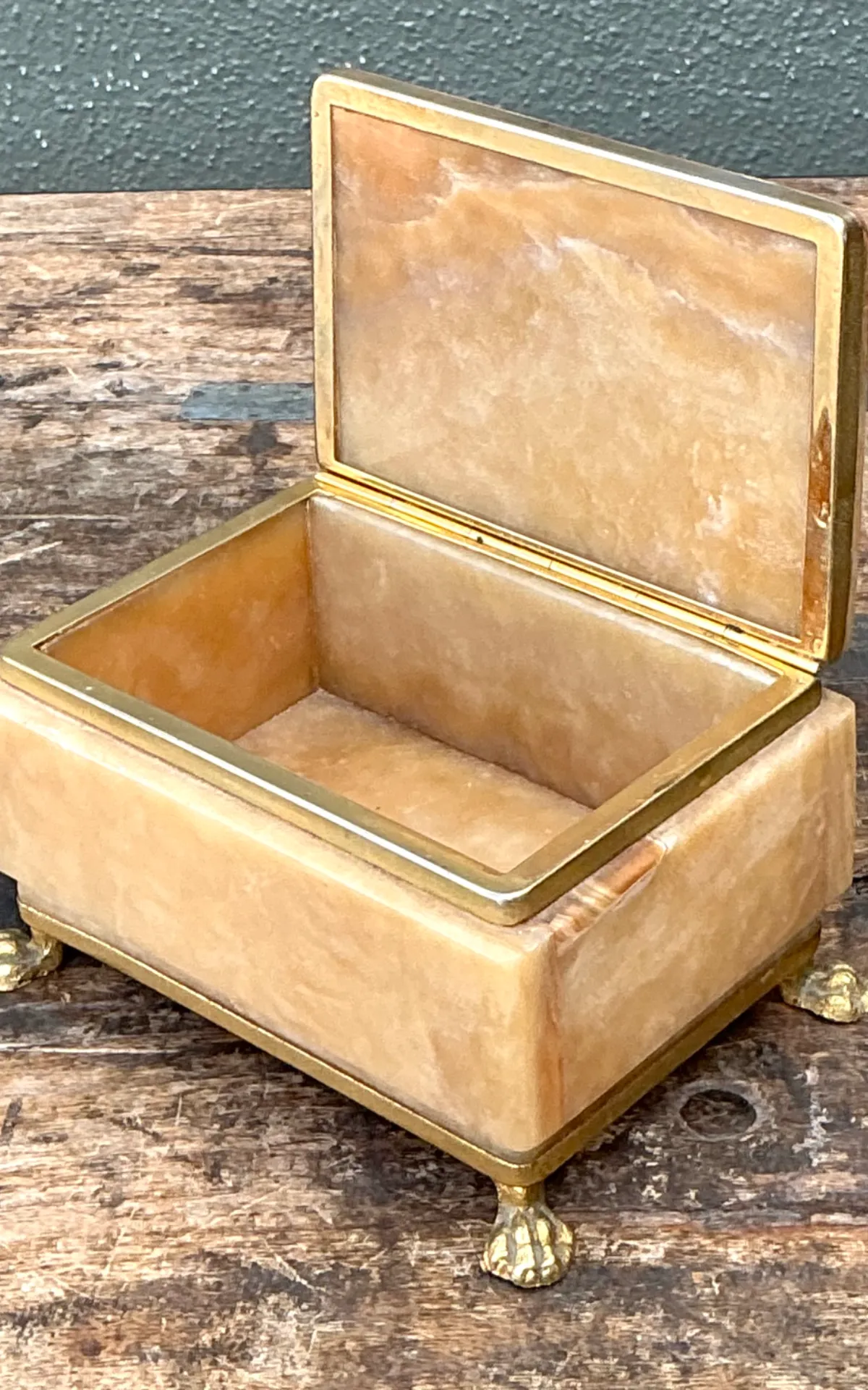 Vintage Onyx and Brass Footed Box — additional photo 6