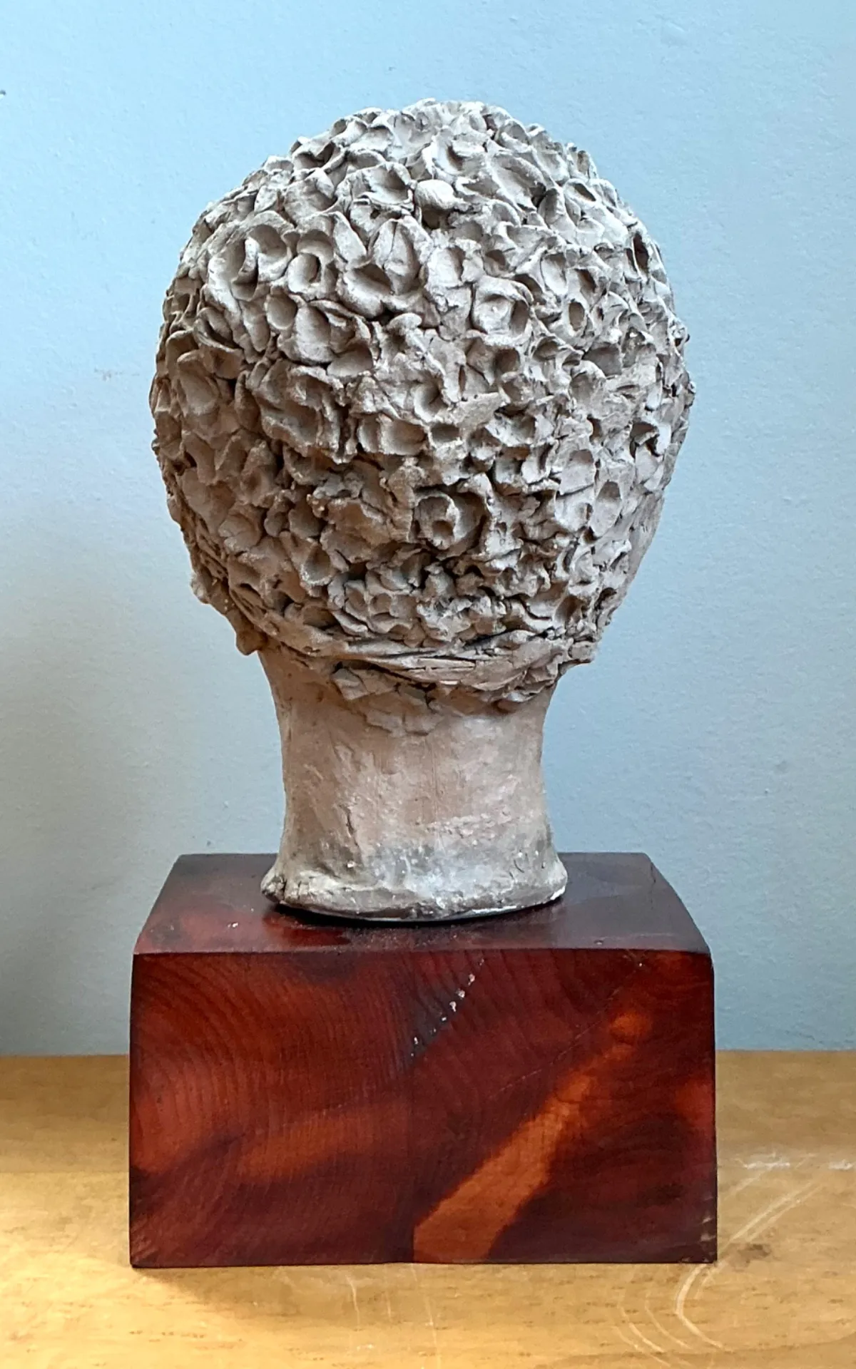 Vintage Plaster Head Sculpture on Wood Base - Plaster, 7W x 13.25H — additional photo 3