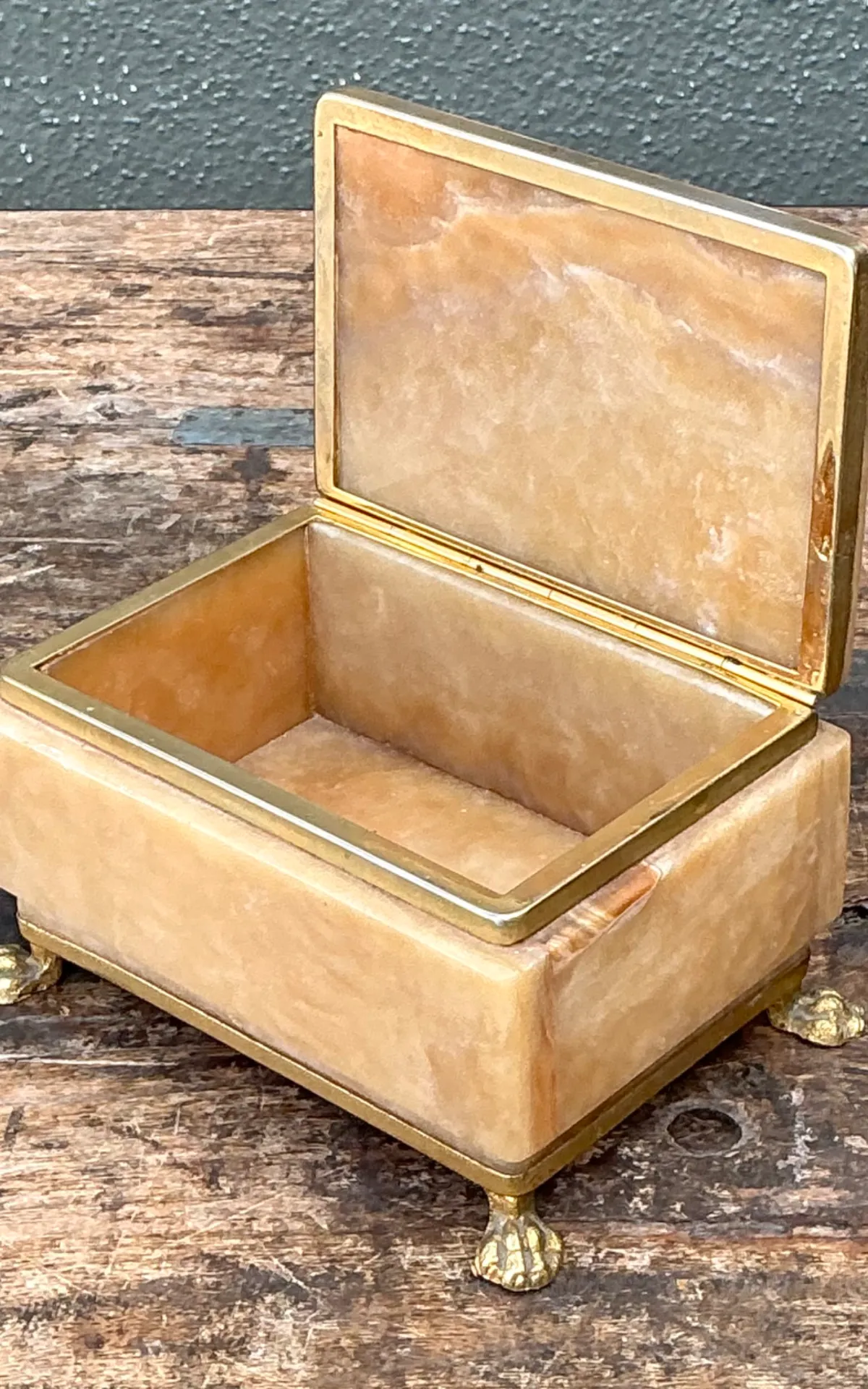 Vintage Onyx and Brass Footed Box — additional photo 8