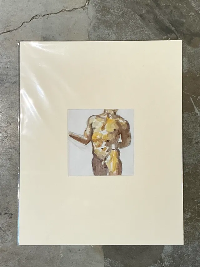 Vintage Original Figurative Watercolor In Mat — additional photo 4