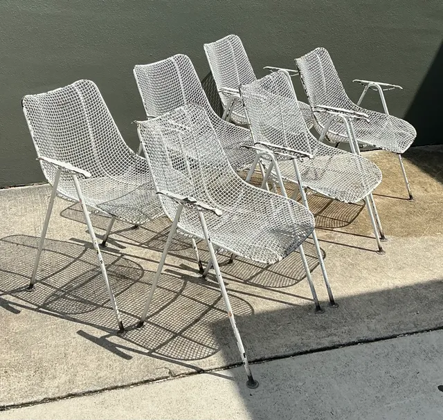 Vintage MCM Russell Woodard Wire Mesh Patio Chairs - Set of 6 — additional photo 3