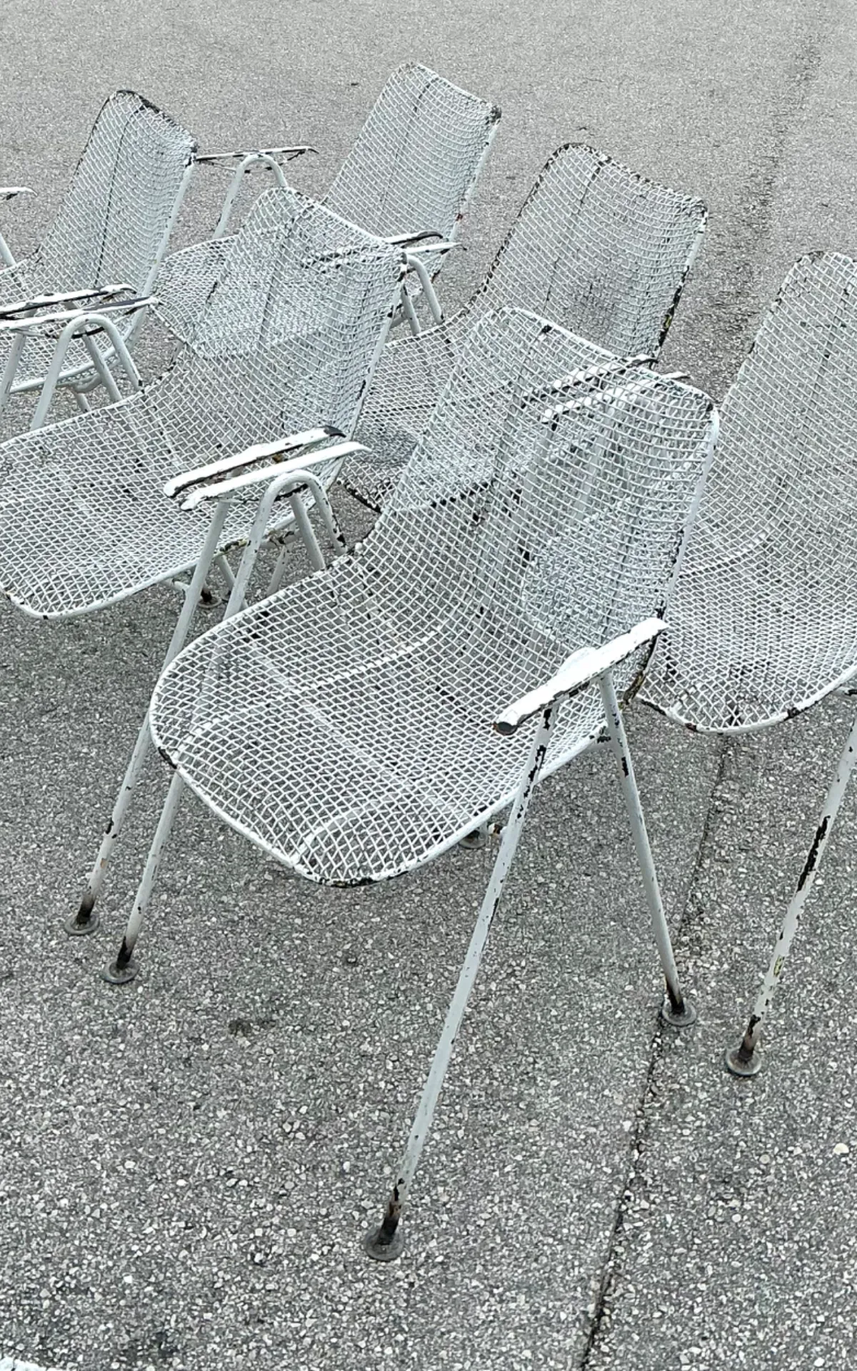 Vintage MCM Russell Woodard Wire Mesh Patio Chairs - Set of 6