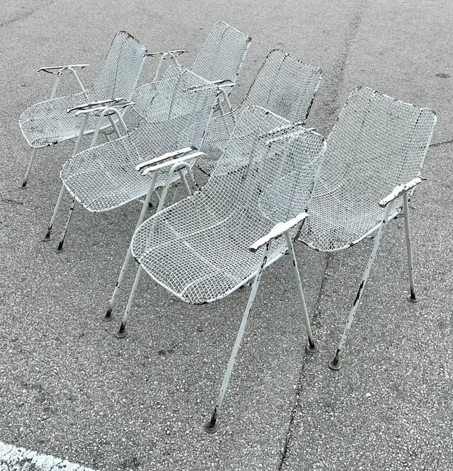 Vintage MCM Russell Woodard Wire Mesh Patio Chairs - Set of 6 — additional photo 1