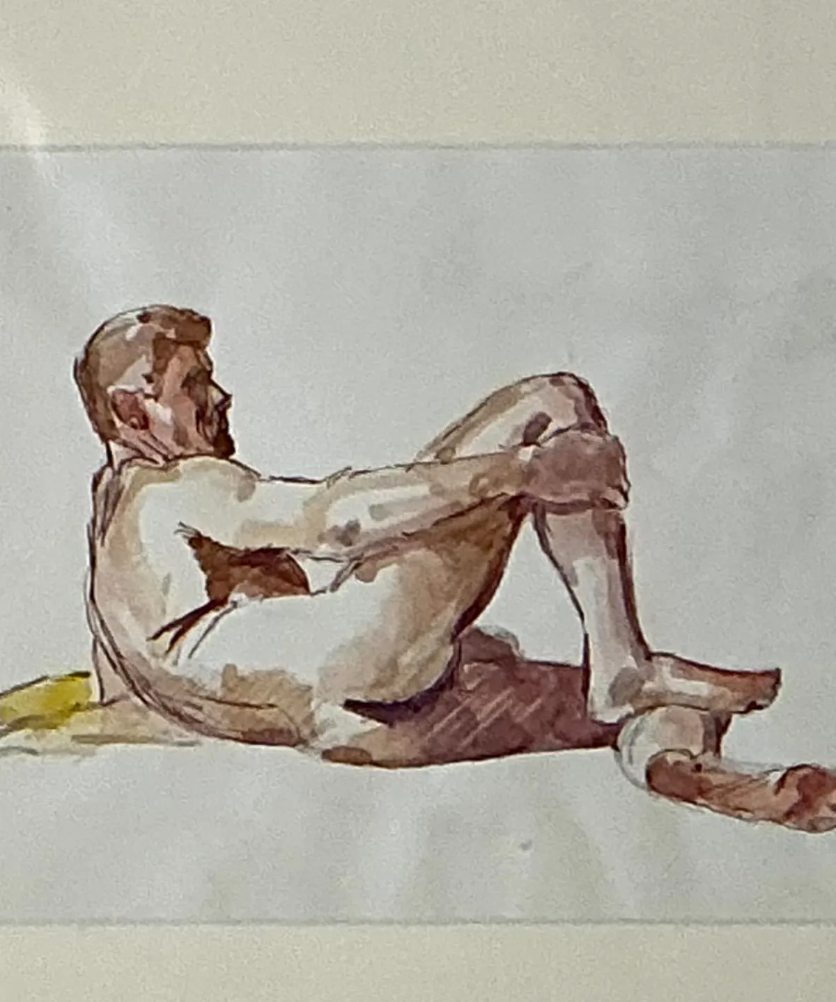 Vintage Original Figurative Watercolor In Mat — additional photo 5