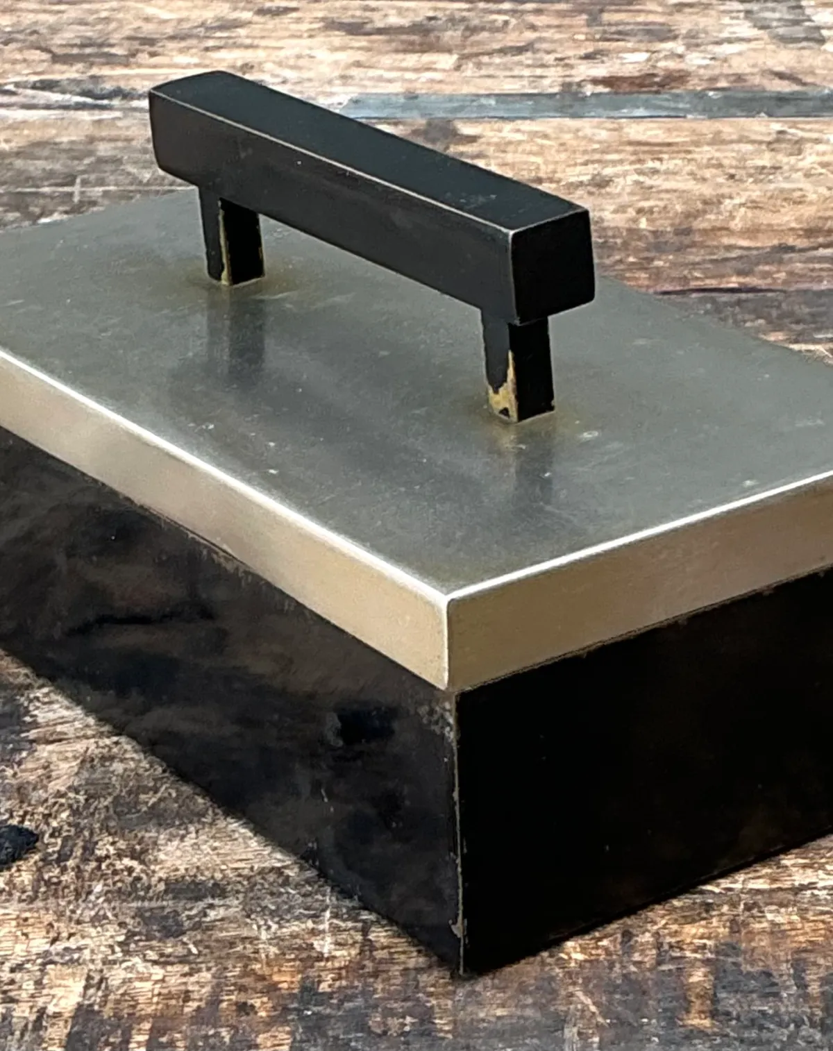 Vintage Metal and Wood Lidded Box