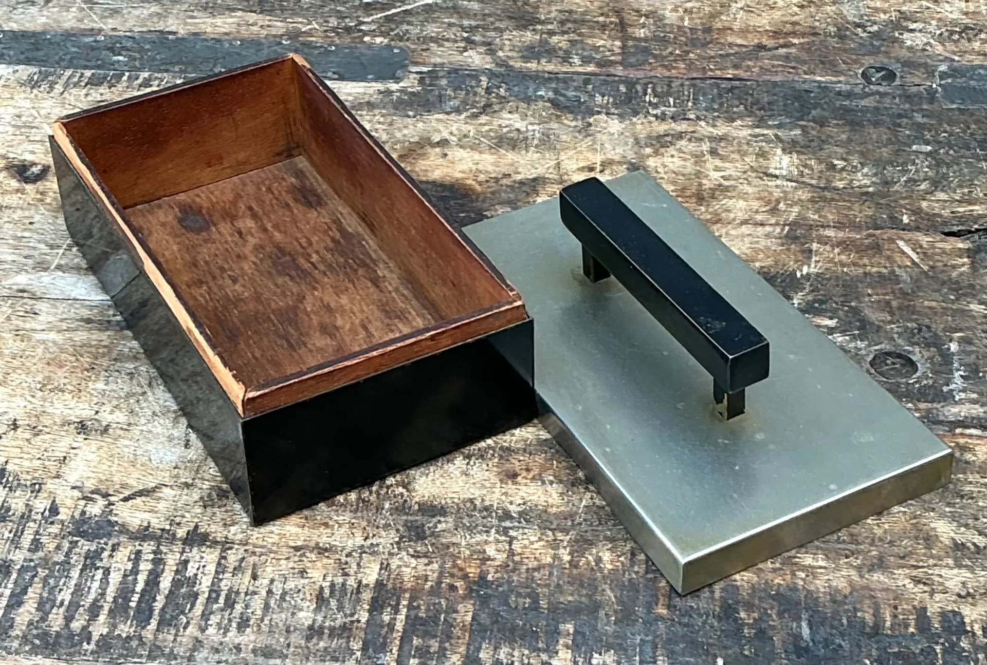 Vintage Metal and Wood Lidded Box — additional photo 5