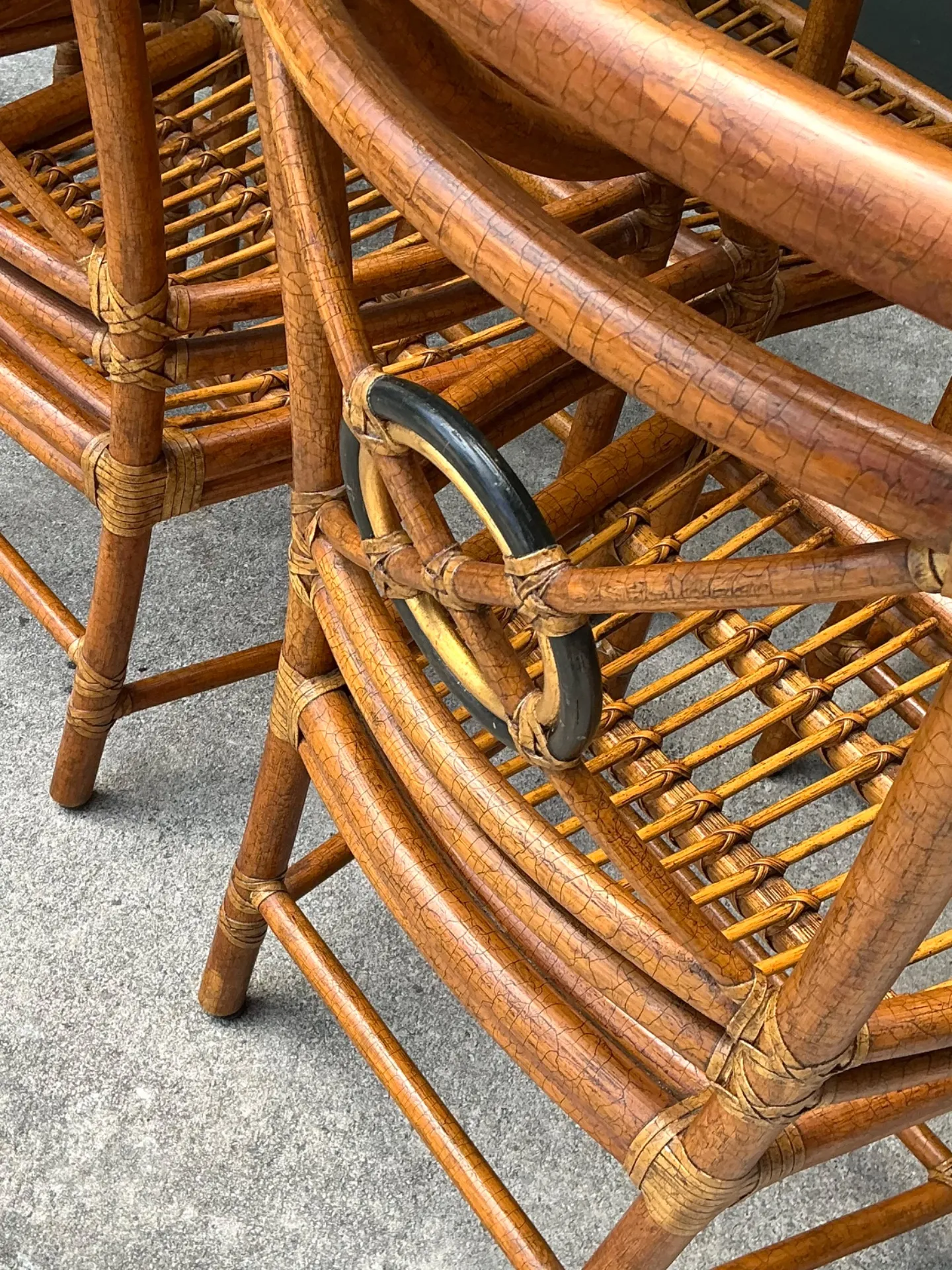 Vintage McGuire Target Back Rattan Dining Chairs - Set Of 6 — additional photo 3