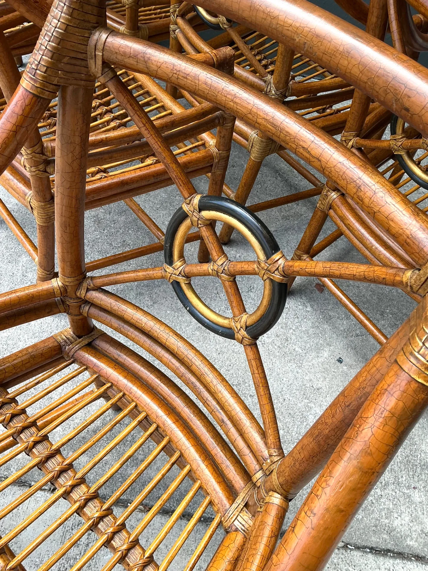 Vintage McGuire Target Back Rattan Dining Chairs - Set Of 6 — additional photo 7