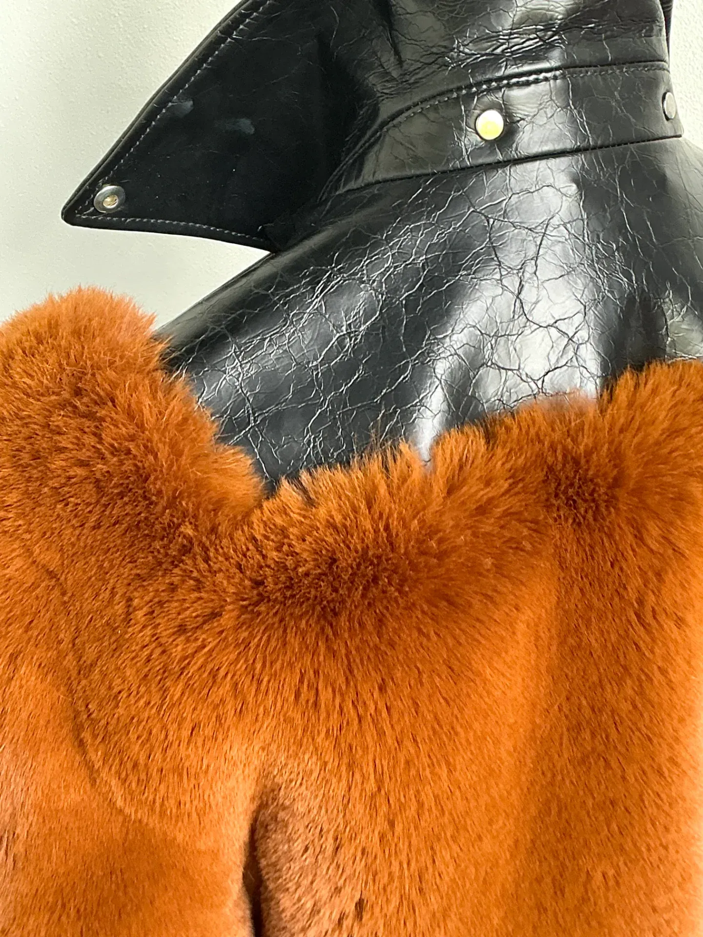 Vintage Sonia Rykiel Leather Coat Jacket with Fur — additional photo 7