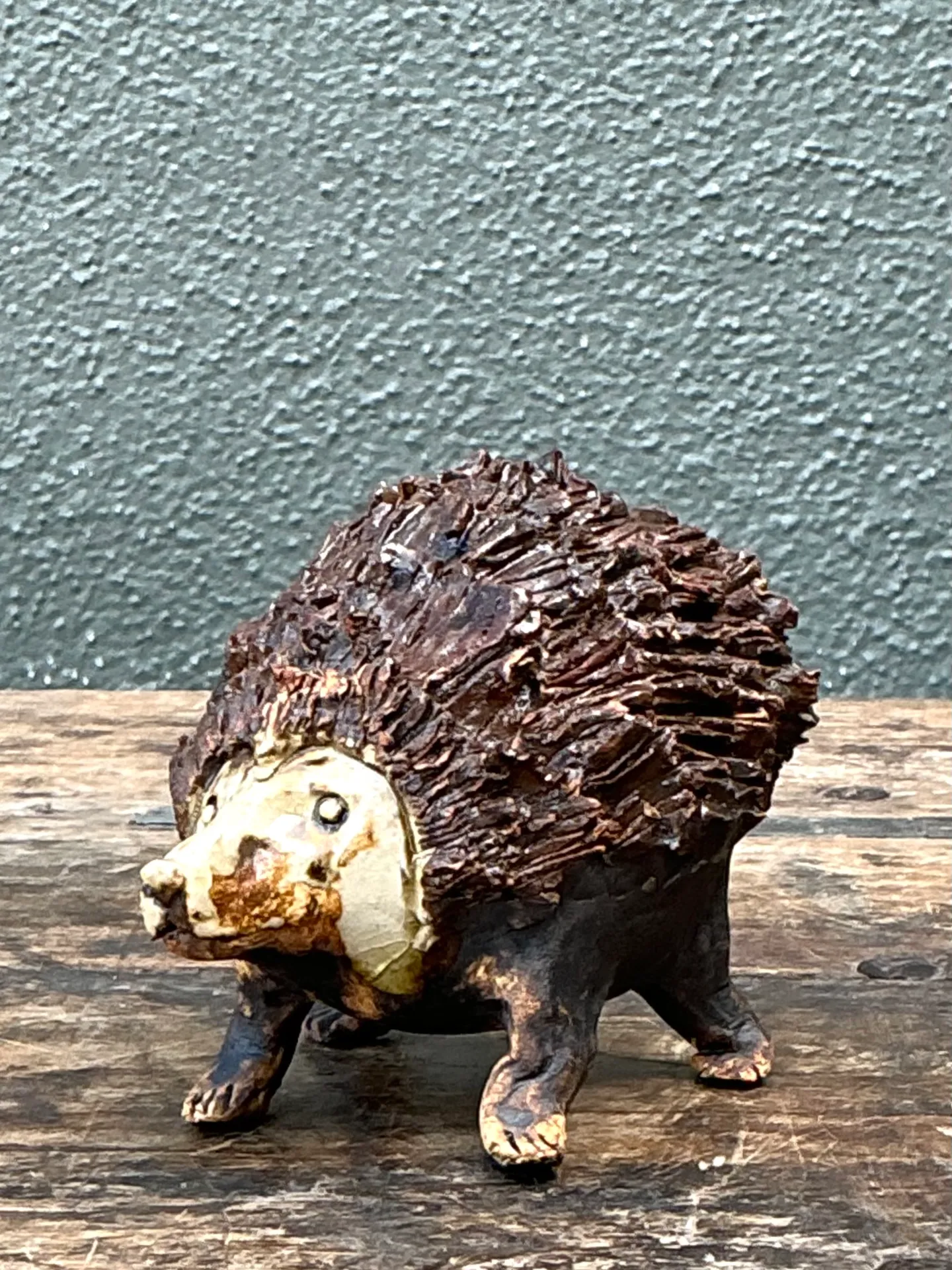 Vintage Textured Ceramic Hedgehog Sculpture — additional photo 2