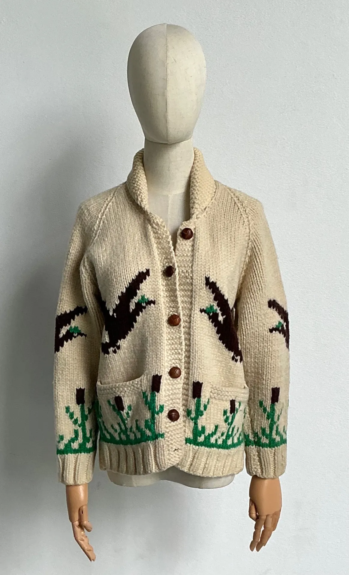 Vintage Hand-Knitted Wool Cardigan — additional photo 2