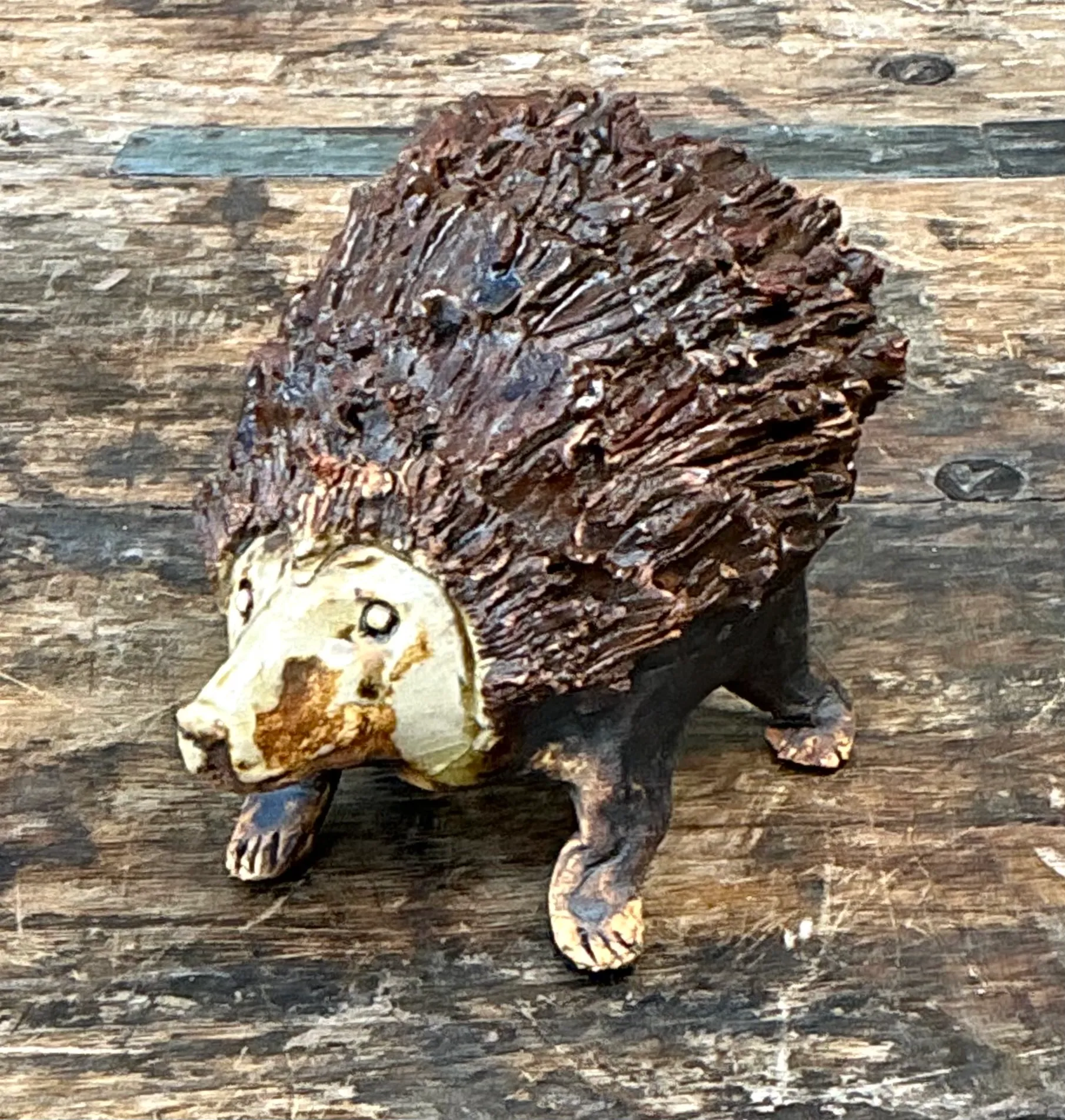 Vintage Textured Ceramic Hedgehog Sculpture — additional photo 3
