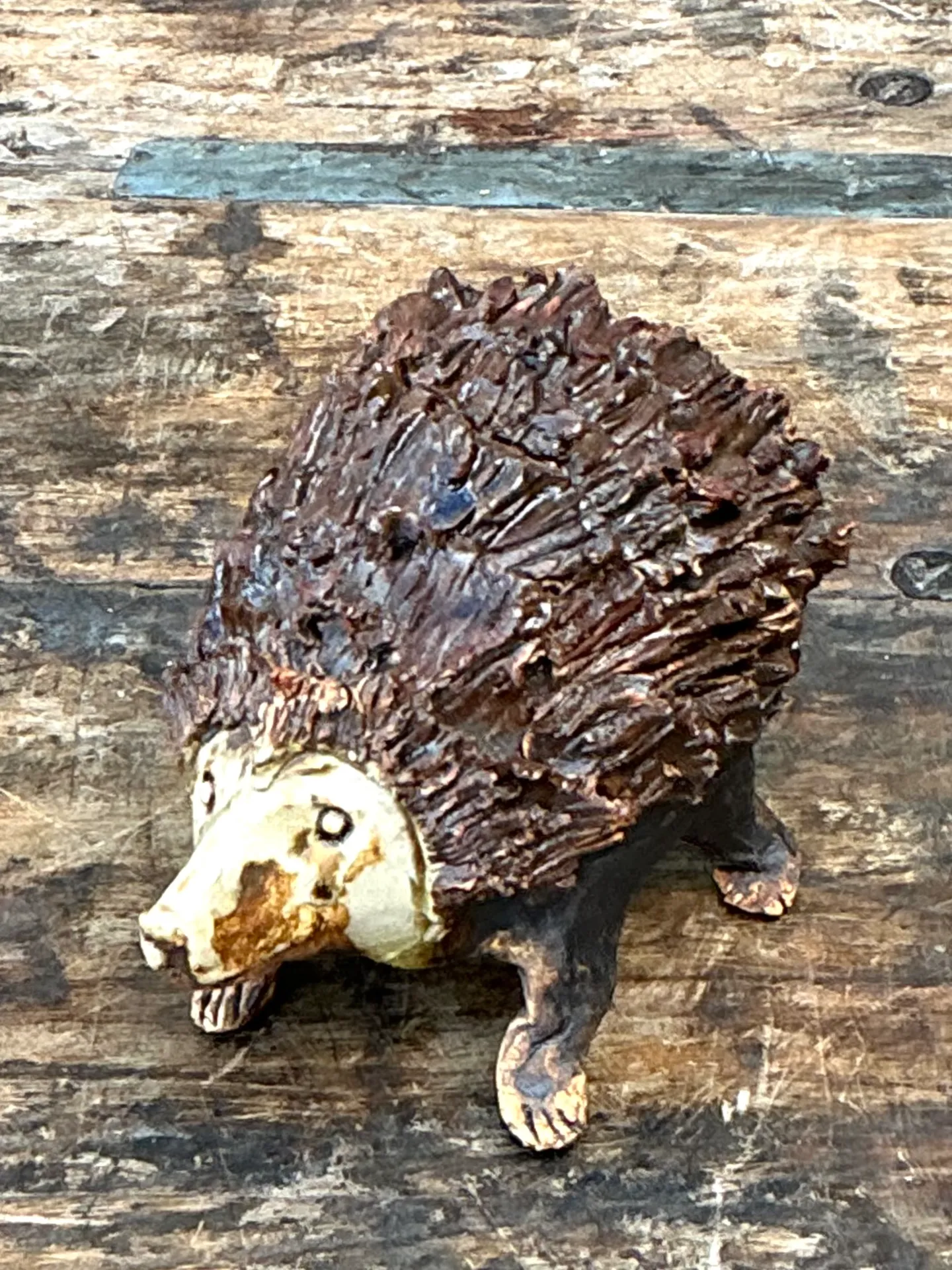 Vintage Textured Ceramic Hedgehog Sculpture — additional photo 1
