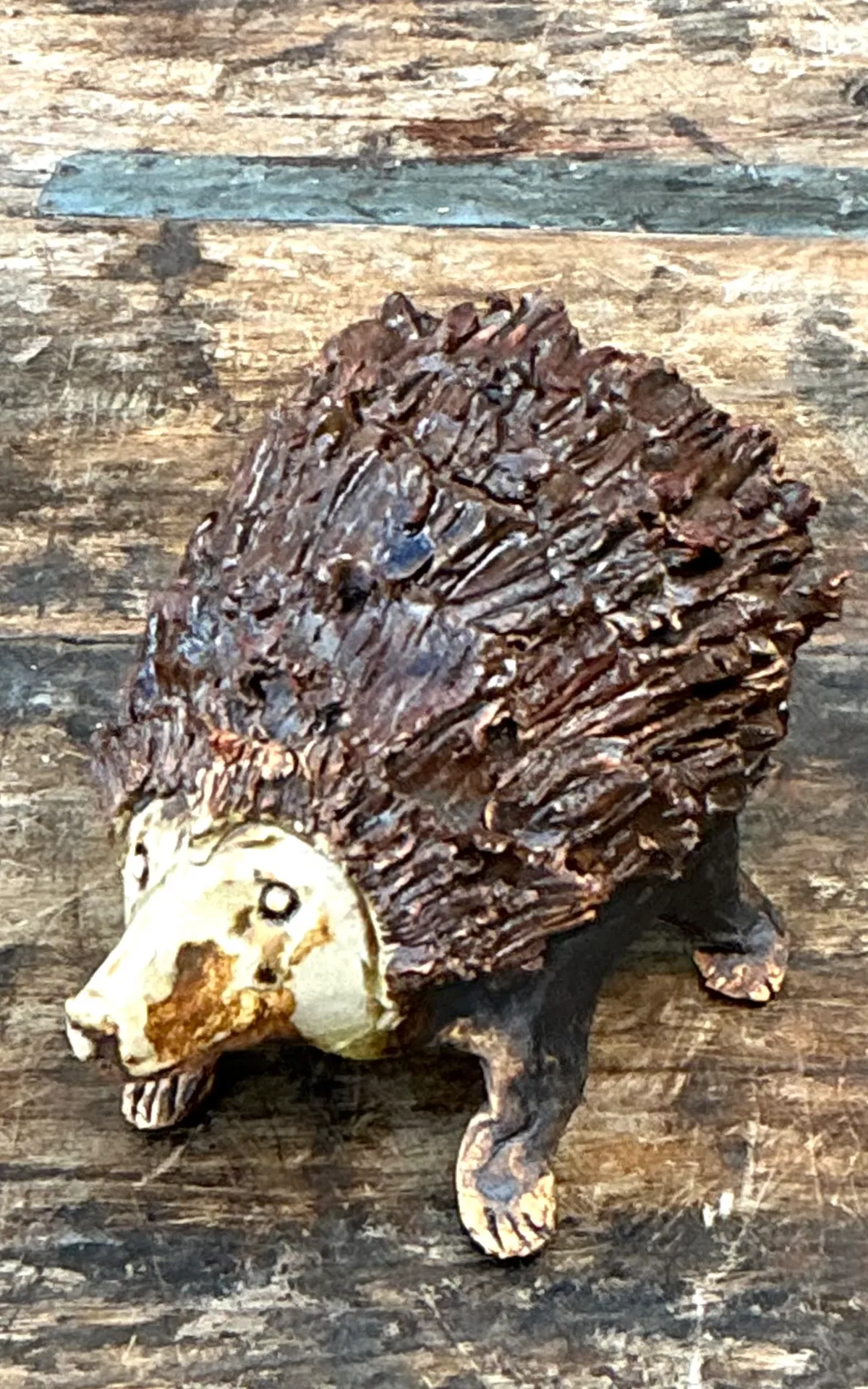 Vintage Textured Ceramic Hedgehog Sculpture