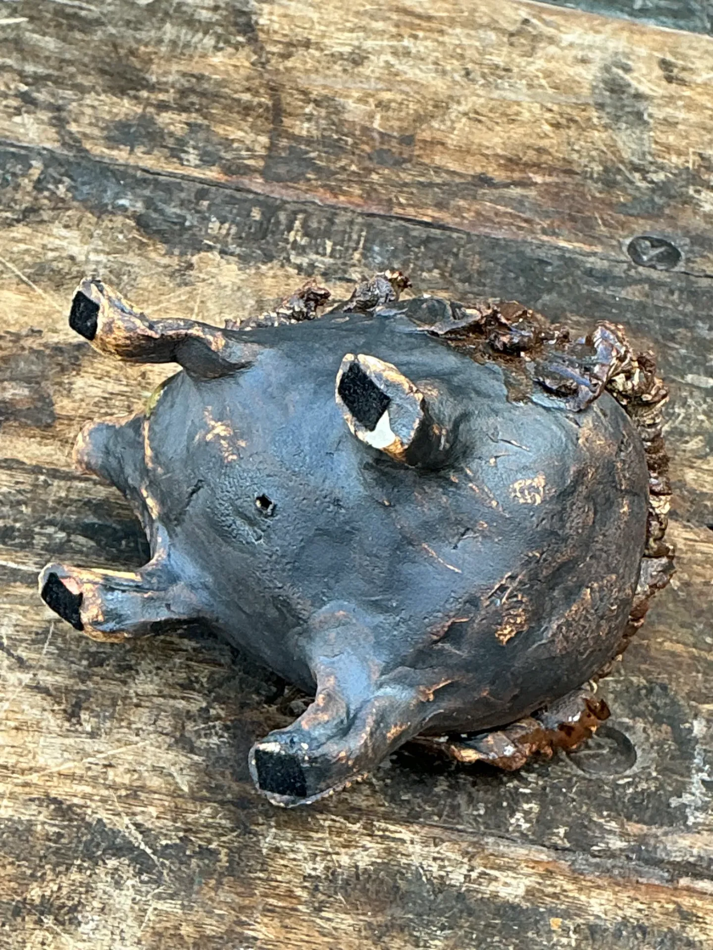 Vintage Textured Ceramic Hedgehog Sculpture — additional photo 4