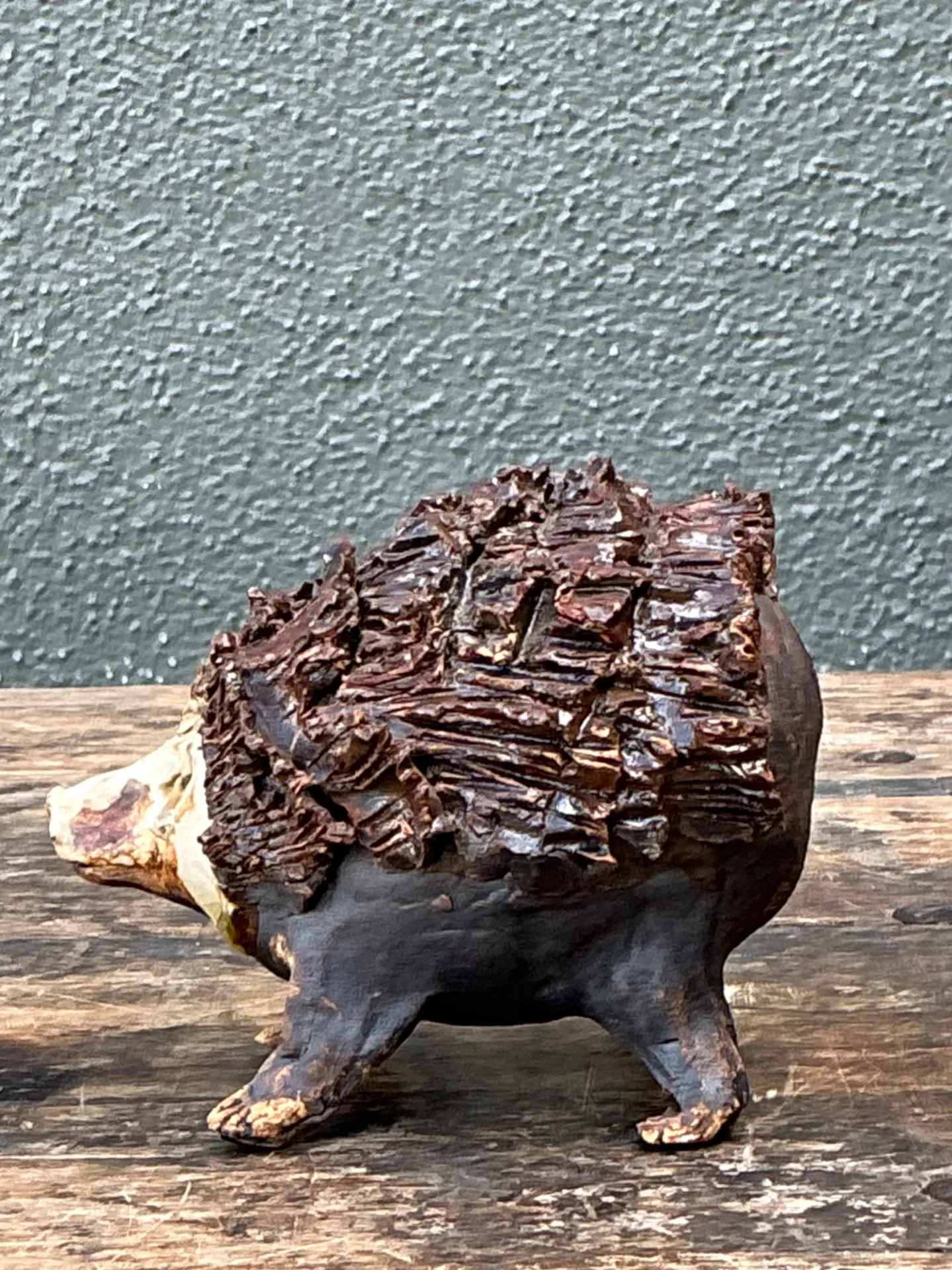 Vintage Textured Ceramic Hedgehog Sculpture — additional photo 5