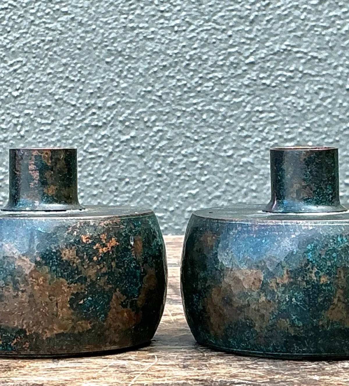 Vintage Patinated Metal Vases - Pair — additional photo 3