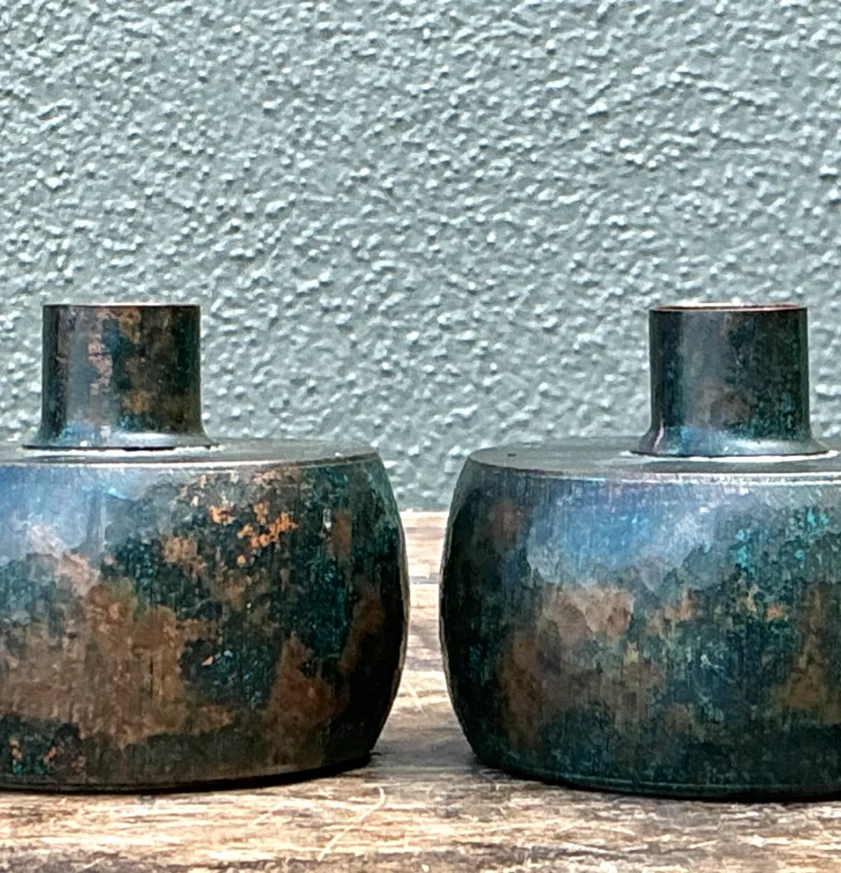 Vintage Patinated Metal Vases - Pair — additional photo 5