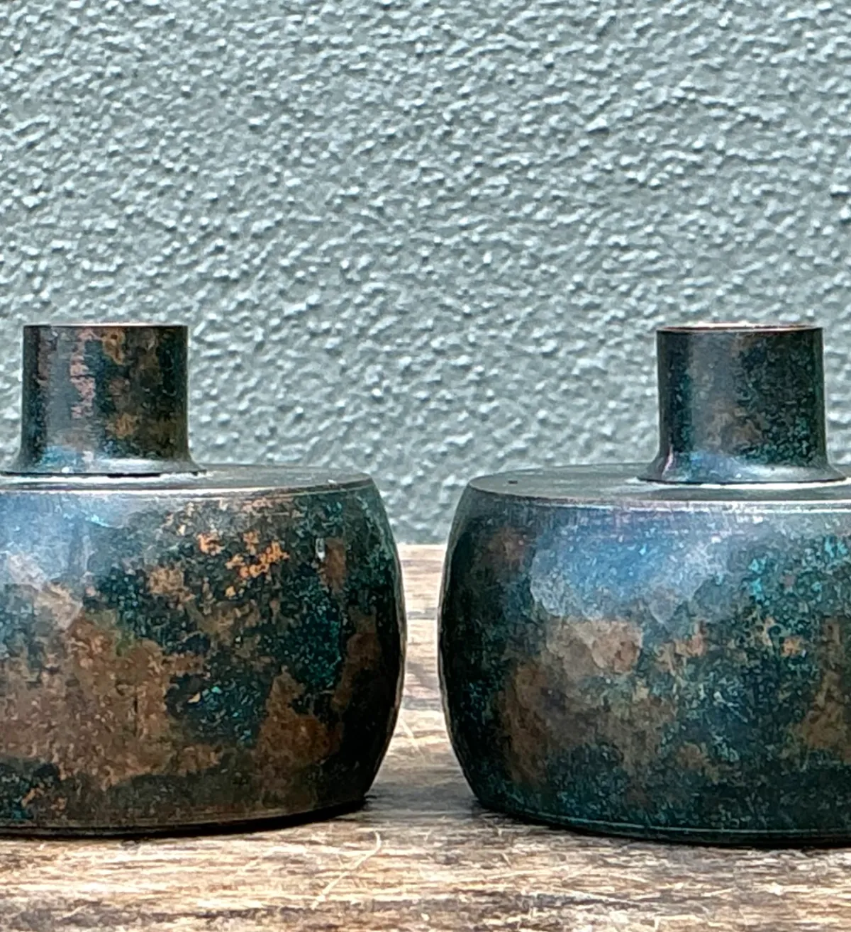 Vintage Patinated Metal Vases - Pair — additional photo 8