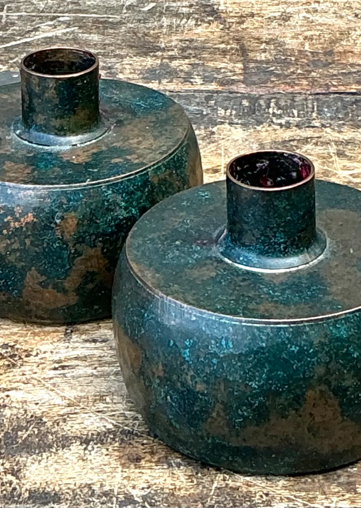 Vintage Patinated Metal Vases - Pair — additional photo 7