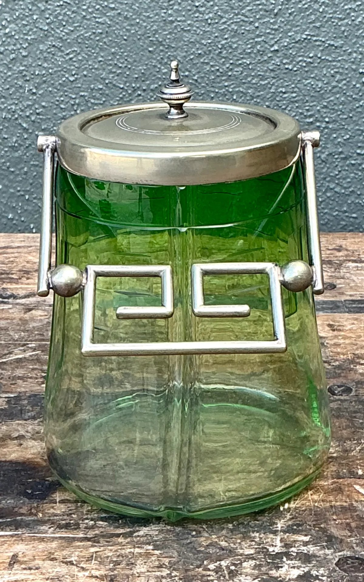 Vintage Green Glass and Metal Ice Bucket — additional photo 7