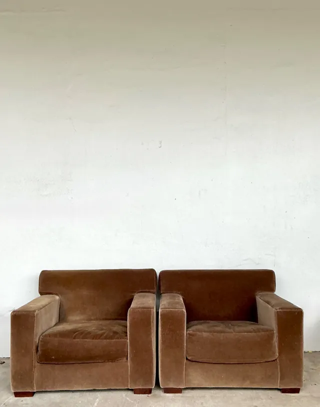 Vintage Ralph Lauren Mohair “Tuxedo” Lounge Chairs - A Pair — additional photo 2