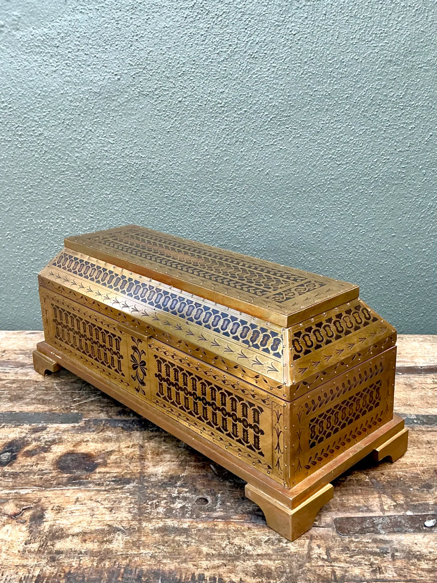 Vintage Brass Inlaid Decorative Box — additional photo 2