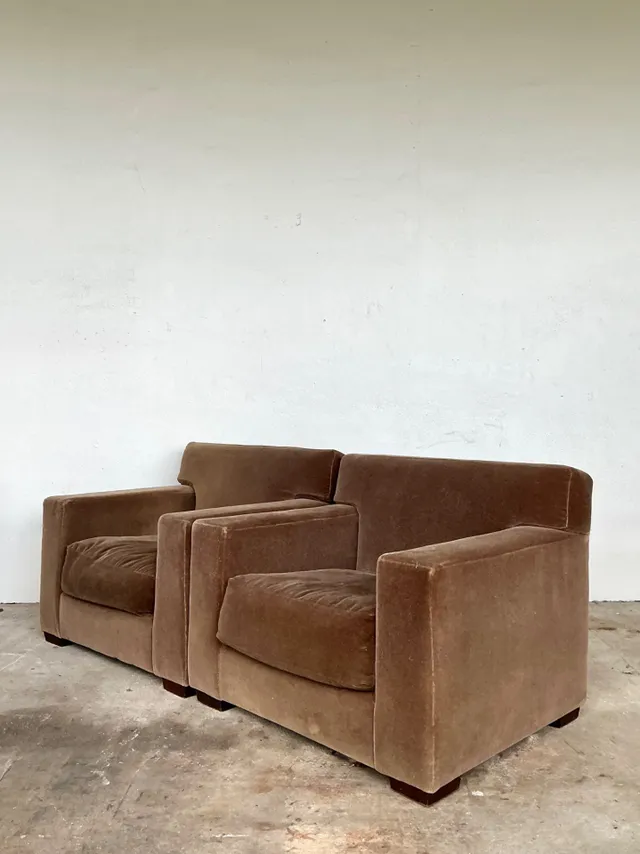 Vintage Ralph Lauren Mohair “Tuxedo” Lounge Chairs - A Pair — additional photo 8