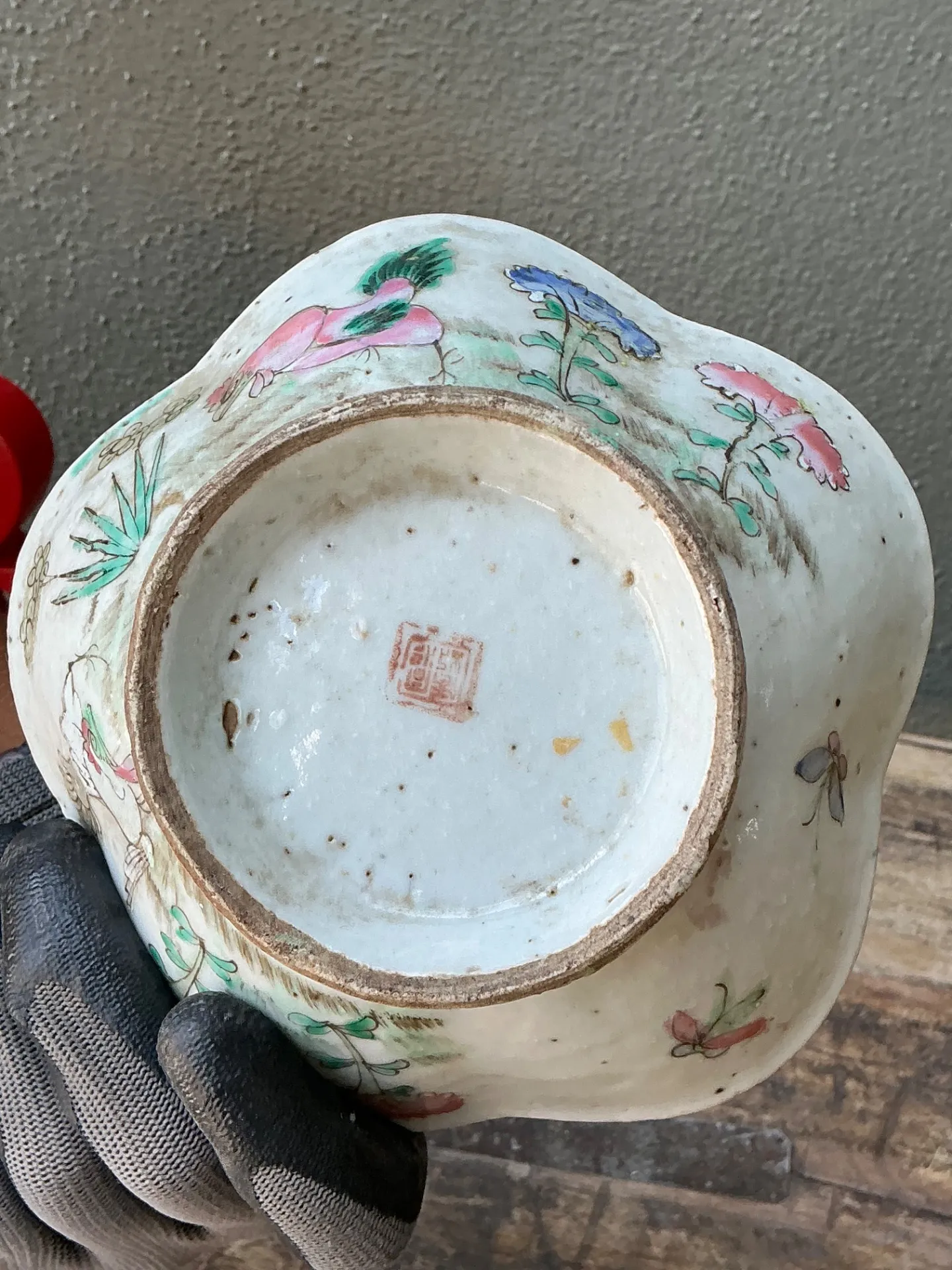 Vintage Asian Scalloped Floral Bowl — additional photo 6
