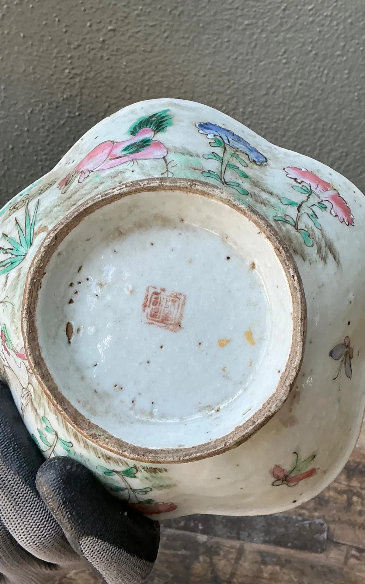 Vintage Asian Scalloped Floral Bowl — additional photo 6
