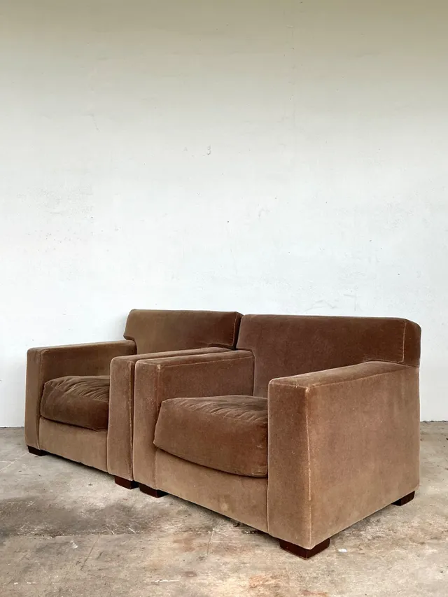 Vintage Ralph Lauren Mohair “Tuxedo” Lounge Chairs - A Pair — additional photo 3