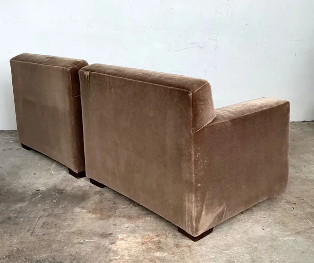 Vintage Ralph Lauren Mohair “Tuxedo” Lounge Chairs - A Pair — additional photo 1