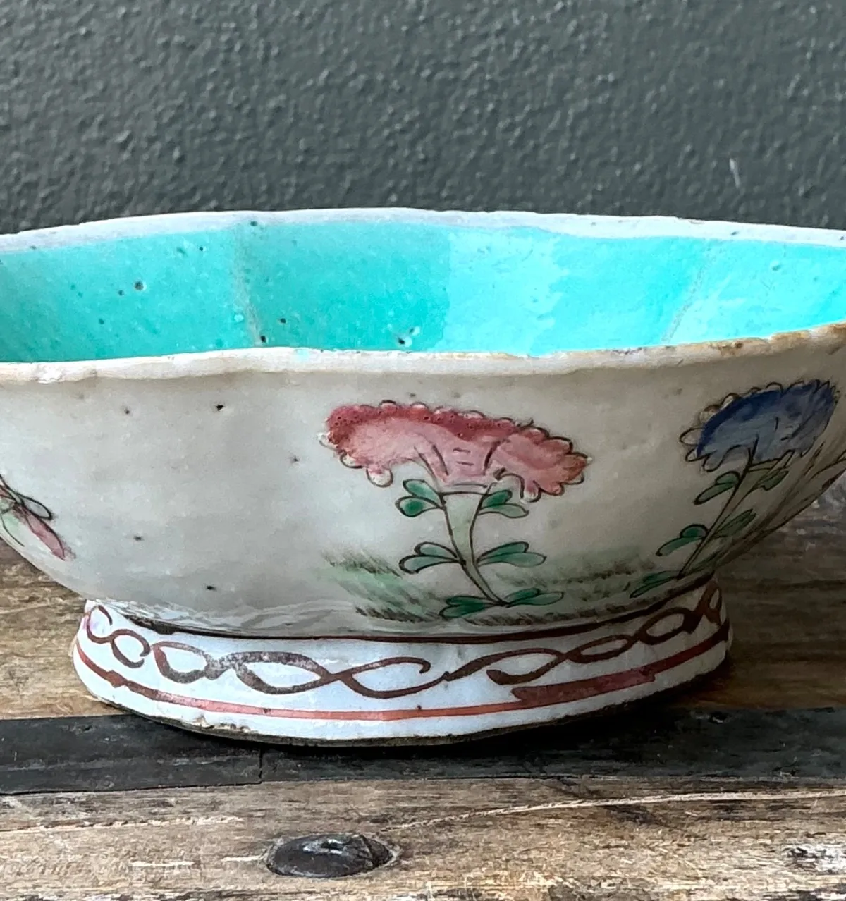 Vintage Asian Scalloped Floral Bowl