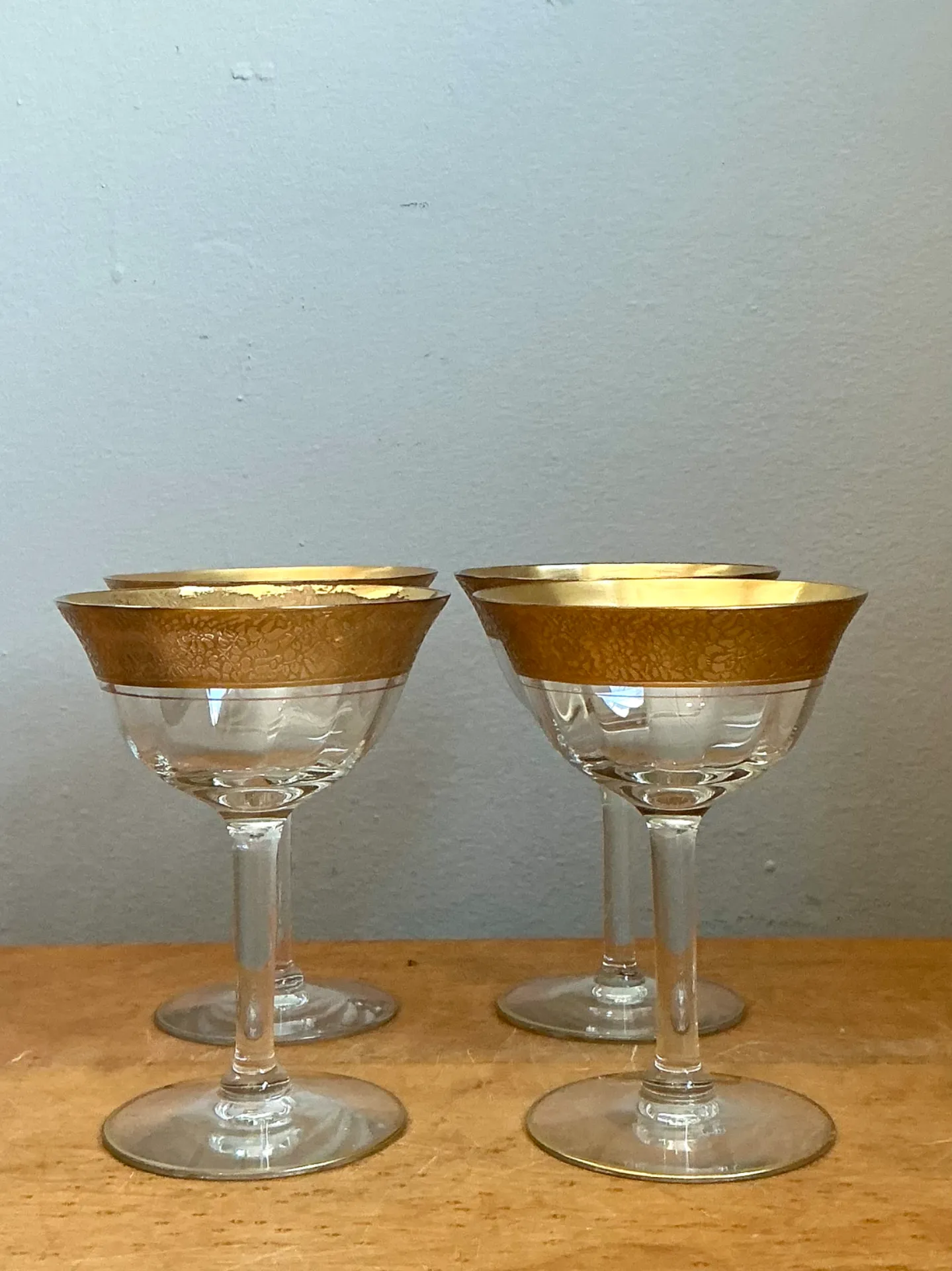 Vintage Gold Plated Rim Coupe Glasses - Set of 4 — additional photo 7