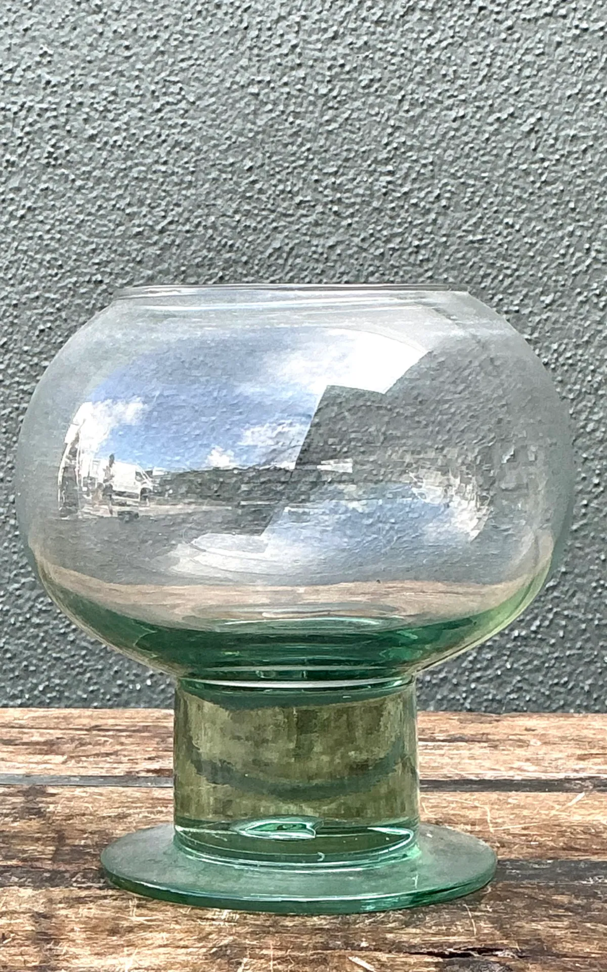 Vintage Green Pedestal Glass Vase — additional photo 5