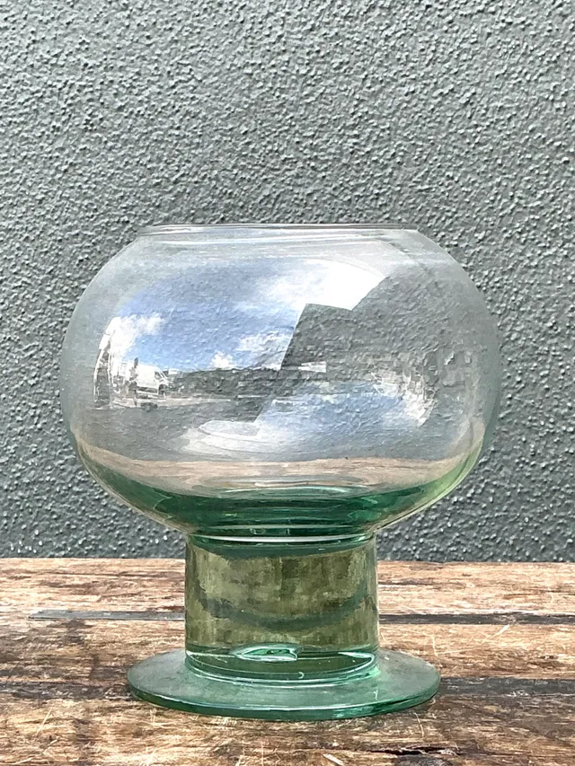 Vintage Green Pedestal Glass Vase — additional photo 5