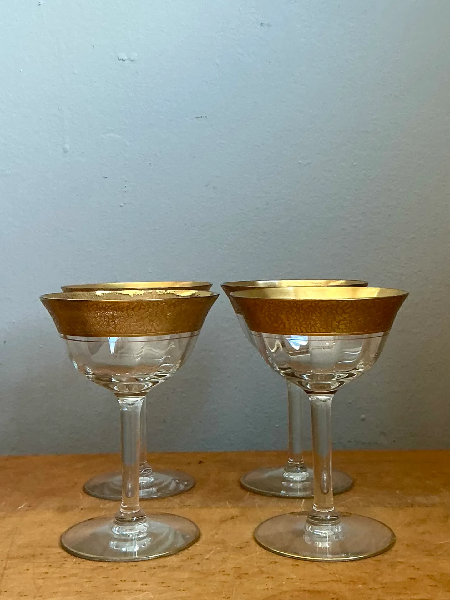 Vintage Gold Plated Rim Coupe Glasses - Set of 4 — additional photo 4