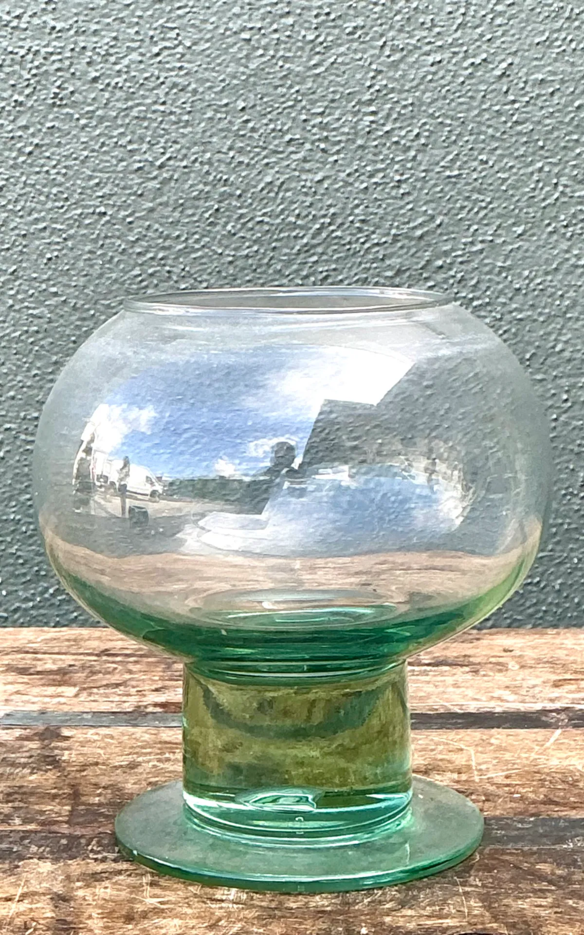Vintage Green Pedestal Glass Vase
