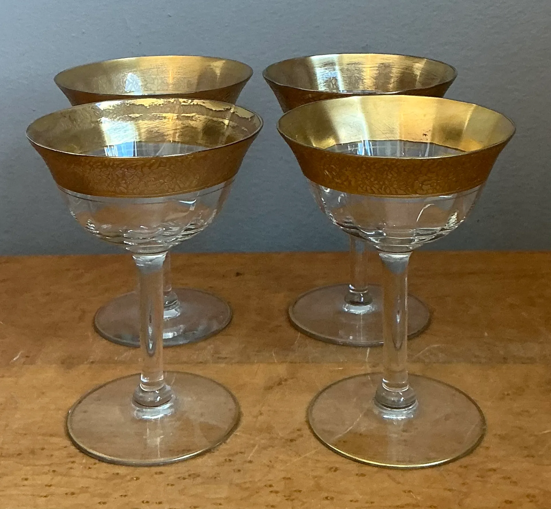 Vintage Gold Plated Rim Coupe Glasses - Set of 4 — additional photo 5