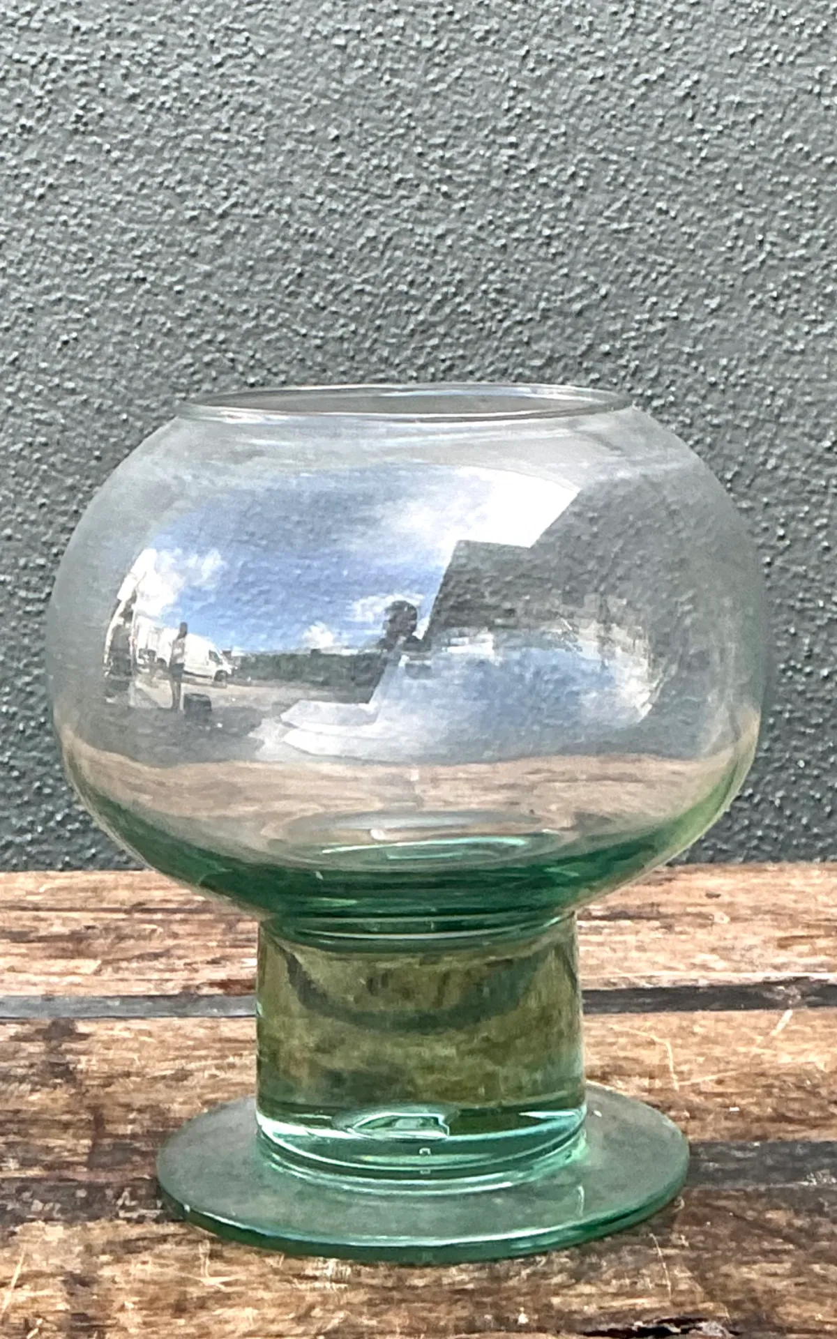 Vintage Green Pedestal Glass Vase — additional photo 3