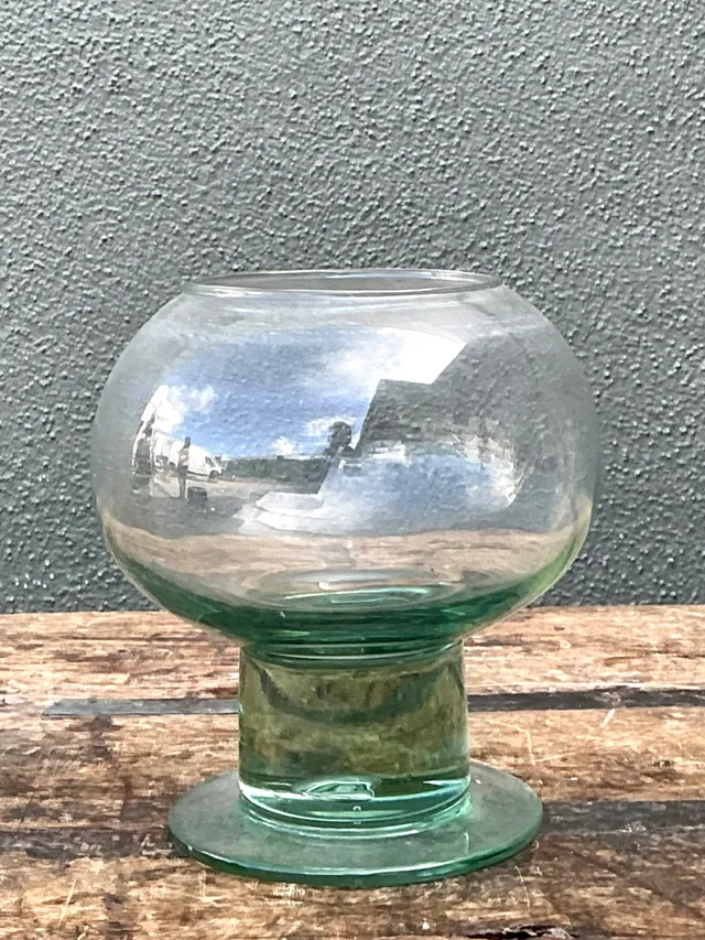 Vintage Green Pedestal Glass Vase — additional photo 3
