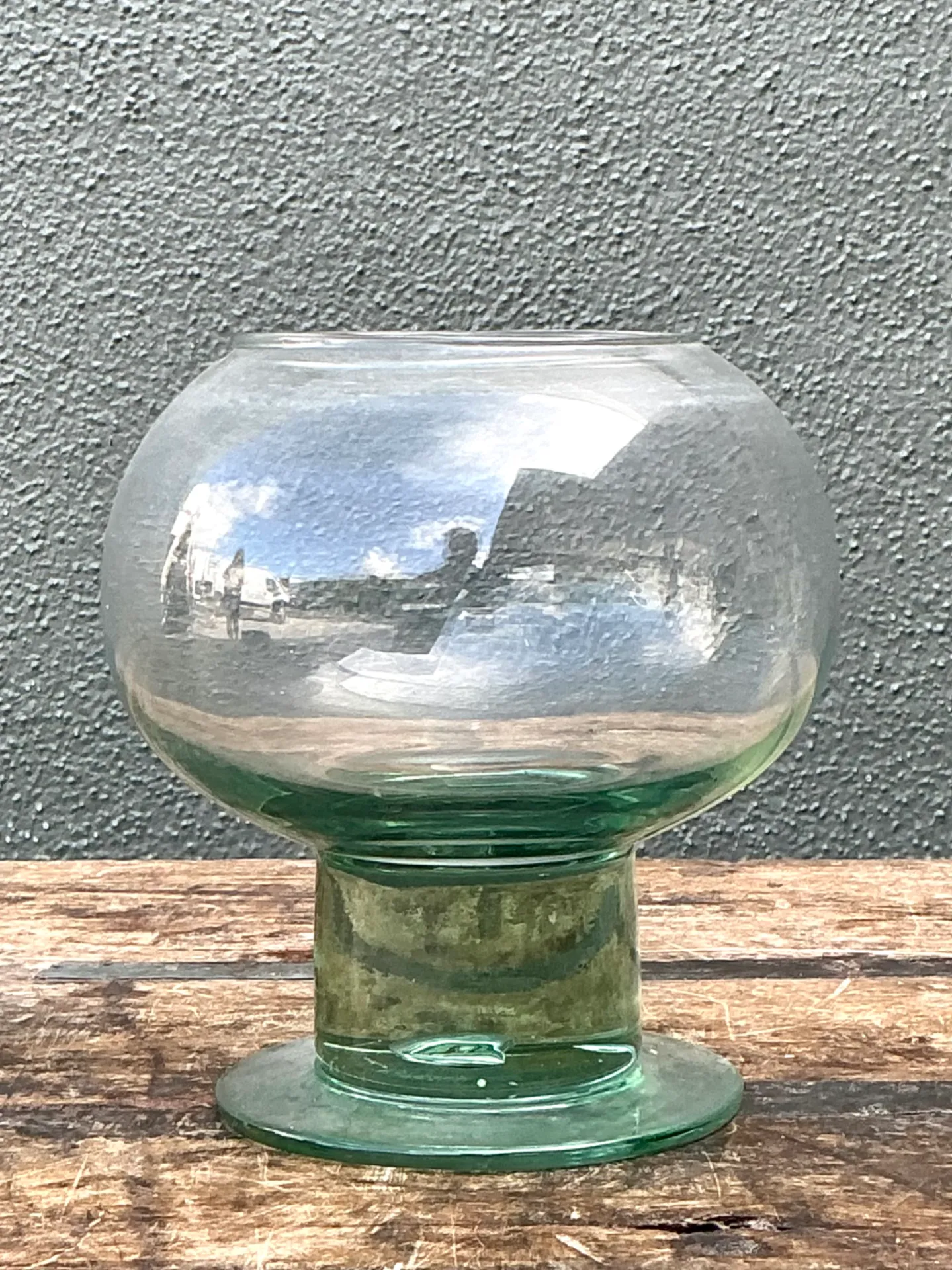 Vintage Green Pedestal Glass Vase — additional photo 7