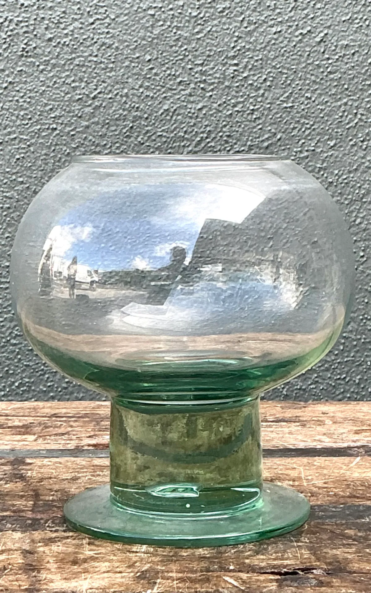 Vintage Green Pedestal Glass Vase — additional photo 7