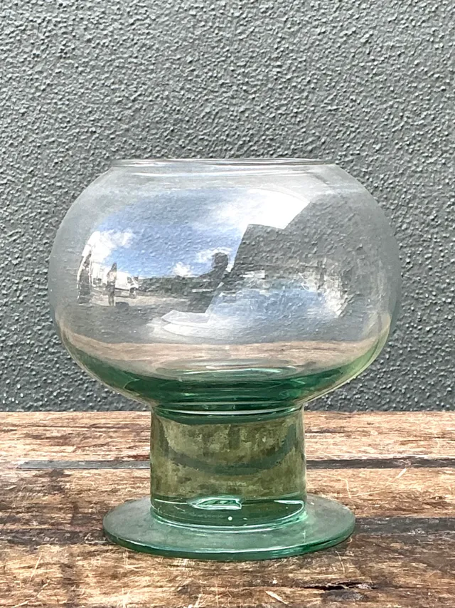Vintage Green Pedestal Glass Vase — additional photo 7