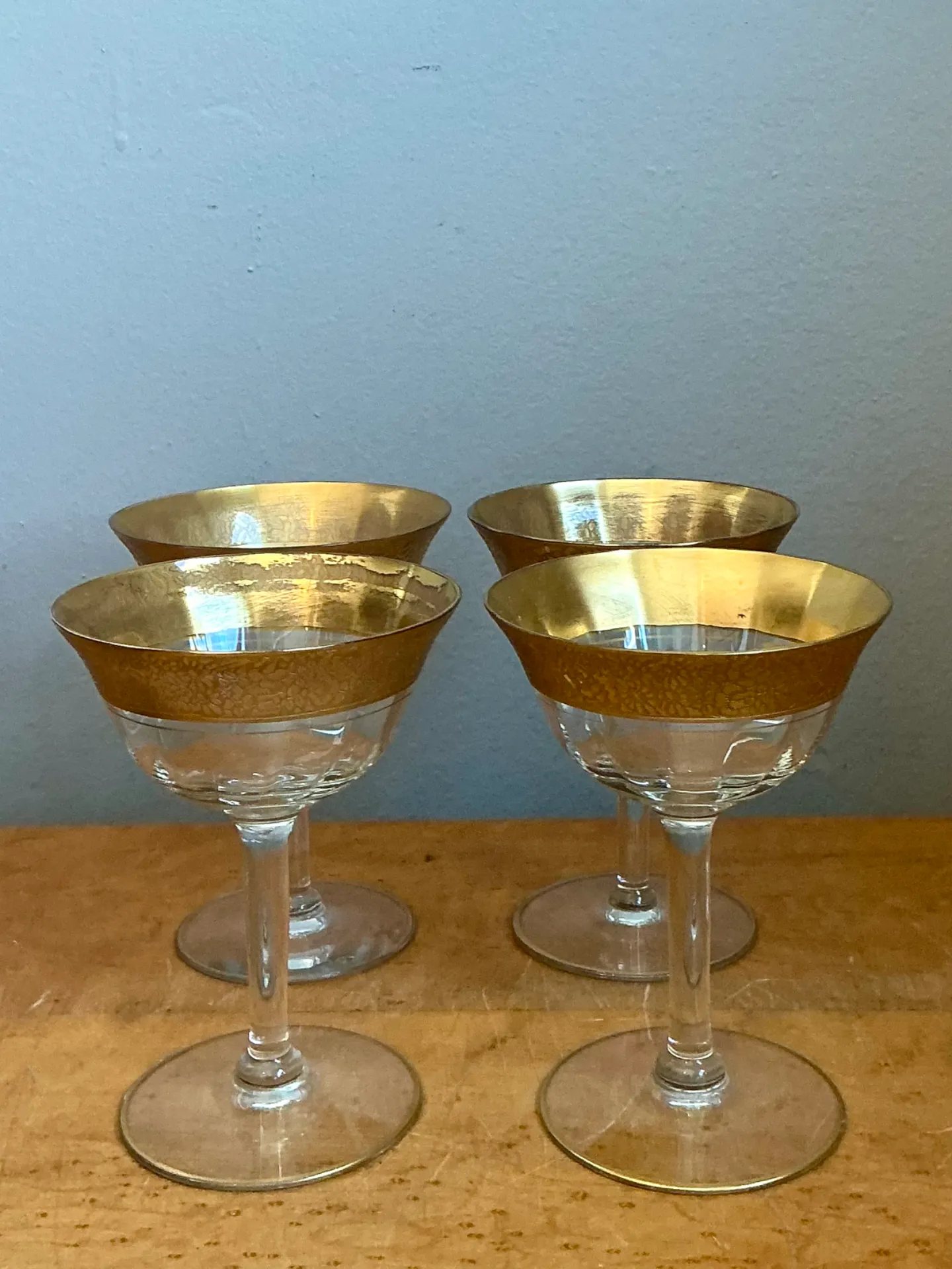 Vintage Gold Plated Rim Coupe Glasses - Set of 4 — additional photo 1